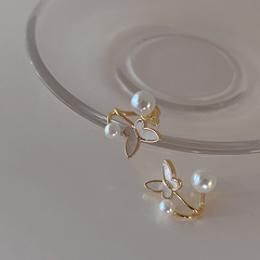 Korean Small White butterfly with Pearl Elegant Stud Fashion Earrings