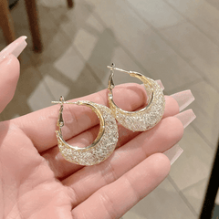 American Luxury Ring Pattern Hoop Earrings with High Quality Zircon Trendy Korean Earrings