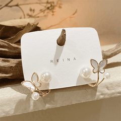 Korean Small White butterfly with Pearl Elegant Stud Fashion Earrings