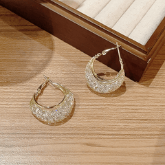 American Luxury Ring Pattern Hoop Earrings with High Quality Zircon Trendy Korean Earrings