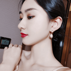 Elegant Opal Pendant Golden Color with Zircon Trendy Korean Drop Earrings