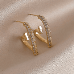 Trendy Lovely Heart Shaped with Rhinestone Shining Ear Studs Korean Earring for Girls