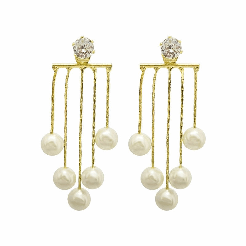 Pure Multiple Pearl Tassel Earrings Light Luxury and Super Shiny Long Pearl Korean Dangle Earrings