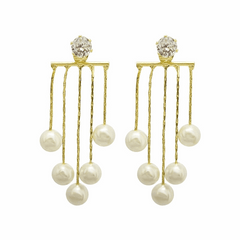 Pure Multiple Pearl Tassel Earrings Light Luxury and Super Shiny Long Pearl Korean Dangle Earrings