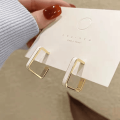 Retro Geometric White Square Luxury Hoop Korean Earrings for Women