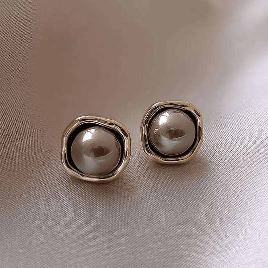 New Stylish Simple Grey Imitation Pearl Retro Light Stud Korean Earring for Girls