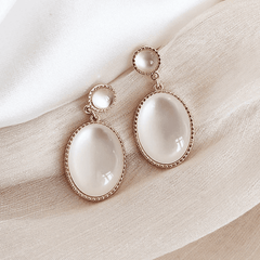 Korean Style Transparent Oval Shaped Opal Drop Korean Earring for Women