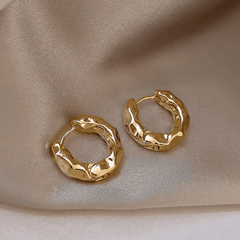 Retro Golden Irregular Metal Circle Luxury Hoop Korean Earrings for Women