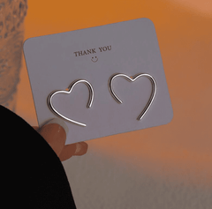 Simple Silver Metallic Love Heart Stud Korean Fashion Earrings for Girls