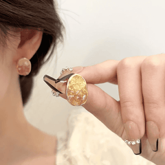 Elegant Orange Color Crystal Irregular Oval Shaped Stud Korean Earrings