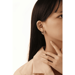 Minimalist Gold&Silver Plated Dual Layer Irregular Shaped Korean Stud Earrings for Women