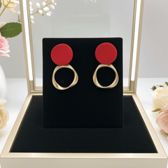 Fashionable and Minimalist Red Light Luxury Style Golden Matte Wave Curved Metallic Korean Earrings