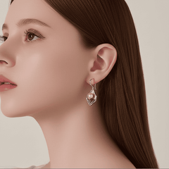 Luxury Vintage Style Metal Enamel Oil Painting Spring Flower Pearl Korean Drop Earrings for Women