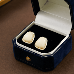 Simple Trapezoidal White Resin Geometric Retro Premium stud Korean Earrings