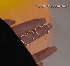 Simple Silver Metallic Love Heart Stud Korean Fashion Earrings for Girls