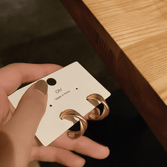 Vintage Geometric Twisted Gold Metal Hoop Korean Earrings for Women