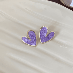 French Purple Color Heart Shaped Light Luxury Love Stud Korean Earrings (Copy)