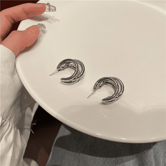 Trendy Silver Plated 3 Layer Circular 925 Silver Sterling Needle Hoop Korean Earring (Copy)