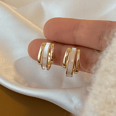 Luxury Fashion Gold Earrings Spiral 3 layers Type White color Korean Earrings for Girls