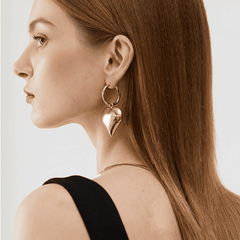 Trendy Big Golden Heart Hoop Lightweight Love Korean Drop Earring for Girls for Party