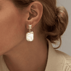 Trendy Vintage Gold Plated Square Elegant irregular Geometric Drop Korean Earrings for Women