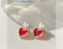 Retro Cute Trendy Statement Red Love Small Heart Shaped Stud earring for Women