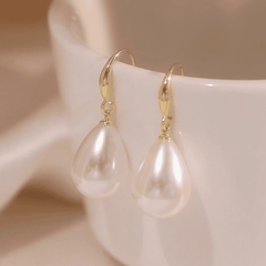Retro Water Drop Pearl Design with Gold Plated Hook Teardrop Dangle Korean Drop Earrings