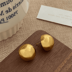 European Style Punk Fashion Golden Big Half Metal Ball Round Korean Stud Earrings for Women