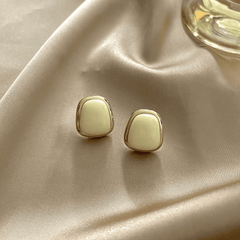 Simple Trapezoidal White Resin Geometric Retro Premium stud Korean Earrings
