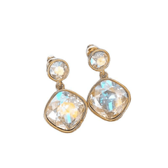 Sparkling Zircon Color Light Luxury Square Drop Korean Earrings for Women