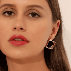 Korean Minimalist Classic Gold Square Earrings Geometric Twisted Wire Hoop Studs Earrings for Women