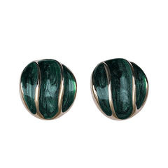Green Glaze Enamel Geometric Irregular Round Stud Korean Fashion Earrings for Office