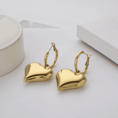 Trendy Big Golden Heart Hoop Lightweight Love Korean Drop Earring for Girls for Party