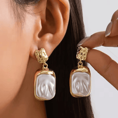 Trendy Vintage Gold Plated Square Elegant irregular Geometric Drop Korean Earrings for Women