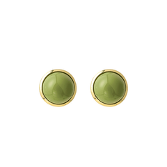 Vintage Trendy Latest Green Metallic Round Shaped Elegant Stud Korean Earrings for Girls
