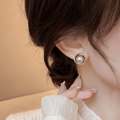 New Stylish Simple Grey Imitation Pearl Retro Light Stud Korean Earring for Girls