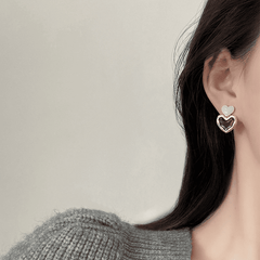 Retro Cute Trendy Statement Red Love Small Heart Shaped Stud earring for Women