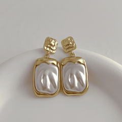 Trendy Vintage Gold Plated Square Elegant irregular Geometric Drop Korean Earrings for Women