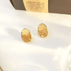 Elegant Orange Color Crystal Irregular Oval Shaped Stud Korean Earrings