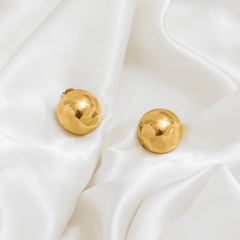 European Style Punk Fashion Golden Big Half Metal Ball Round Korean Stud Earrings for Women
