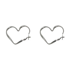 American Luxury Big Heart Earrings Silver Heart Shape Korean Latest Trendy Earrings