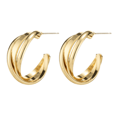Vintage Geometric Twisted Gold Metal Hoop Korean Earrings for Women