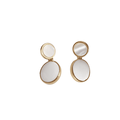 Vintage White Enamel Natural Shell Geometric Round Drop Korean Earrings for Women
