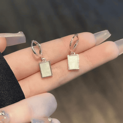Latest White Shell Glass Square Pendant Luxury Drop Korean Earring for Woman