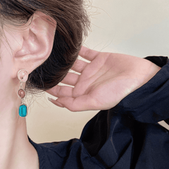 Vintage Candy Shape Asymmetrical Colorful Geometric Crystal Long Drop Korean Earrings