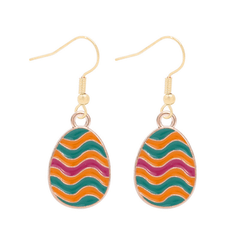 Multicolor Egg Shaped wavy design Enamel Teardrop Shape Korean Drop Earrings for Women