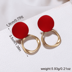 Fashionable and Minimalist Red Light Luxury Style Golden Matte Wave Curved Metallic Korean Earrings