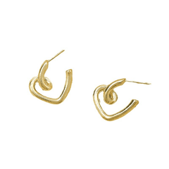 Golden Twisted Heart-shaped Personalized Love Stud Korean Earring