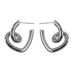 Silver Twisted Heart-shaped Personalized Love Stud Korean Earring