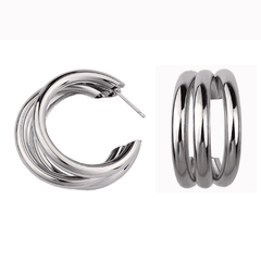 Trendy Silver Plated 3 Layer Circular 925 Silver Sterling Needle Hoop Korean Earring (Copy)
